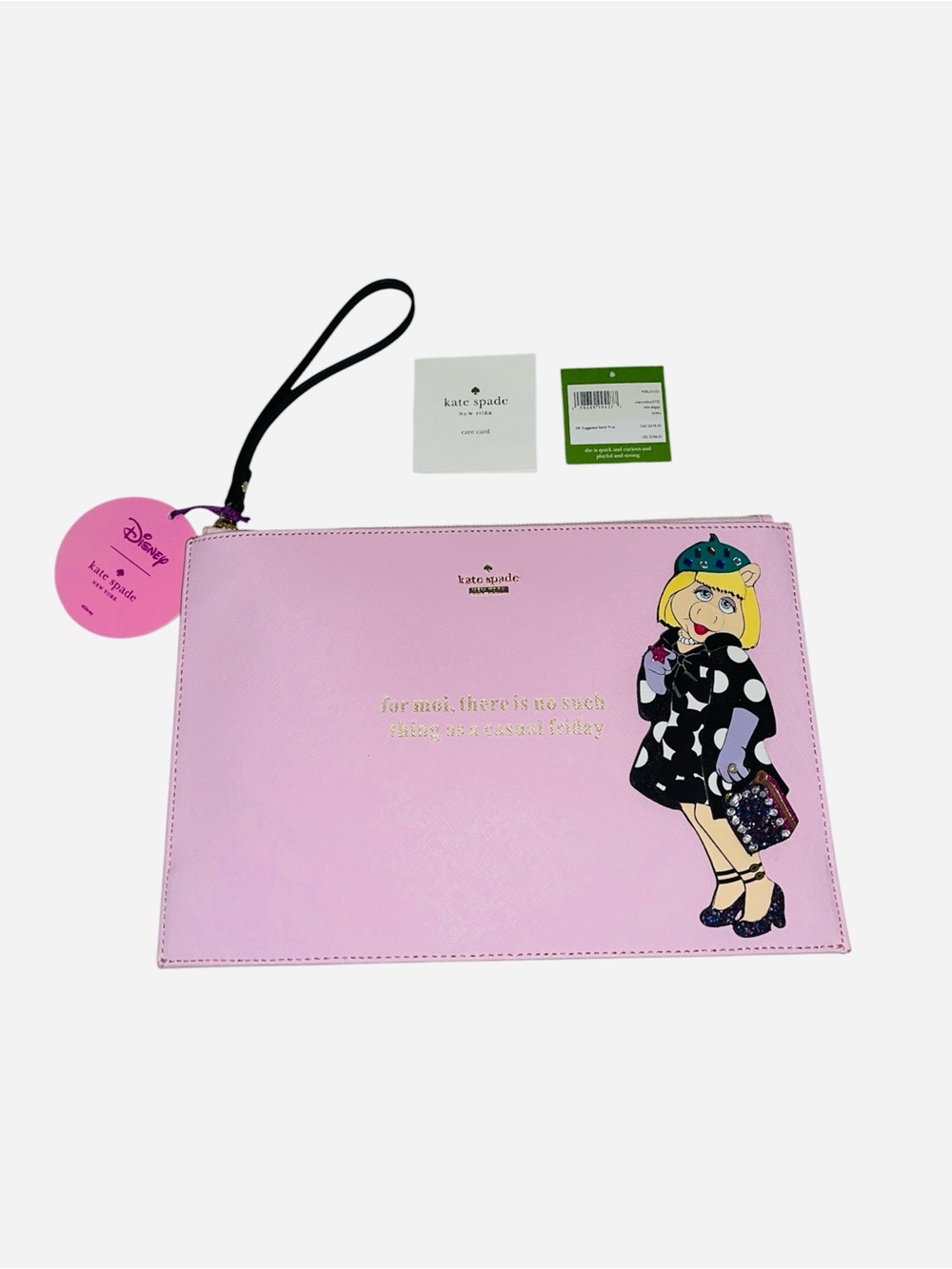 KATE SPADE X DISNEY MUPPETS MISS PIGGY FANCY FRIDAY BRITTA WRISTLET CLUTCH - Picture 5 of 6